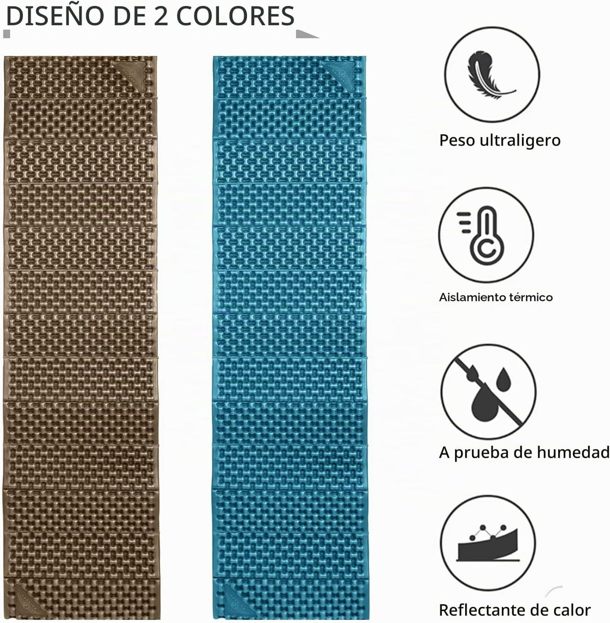 Almohadillas de espuma para acampar para senderismo, colchón ultraligero de celda cerrada, tapete suave impermeable para adultos, esterillas anchas de picnic y yoga, almohadilla de dormir plegable