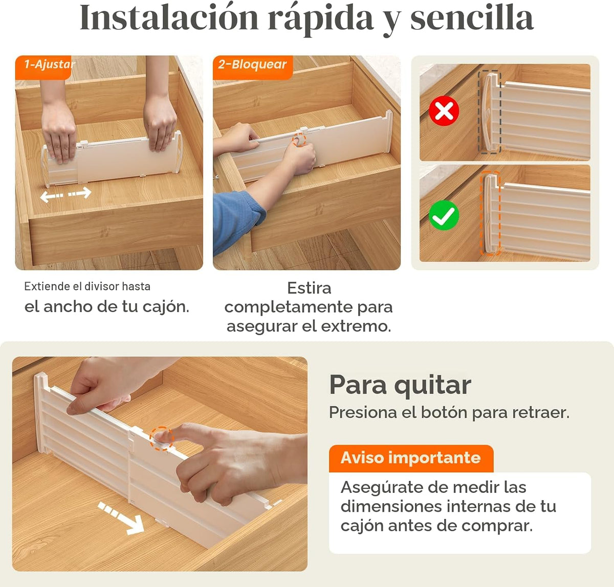 Lifewit Divisores de Cajón de 5" de Alto, Organizadores Ajustables para Cajones Profundos de Ropa