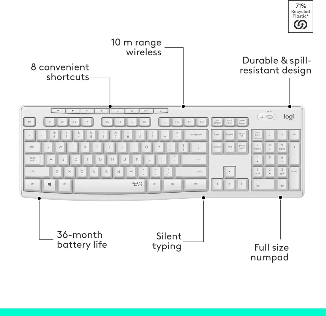 Logitech MK295 - Combo de mouse y teclado inalámbricos con tecnolog...
