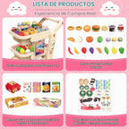 deAO Carro de compras para niños Carro de compras juguete de juego con 2