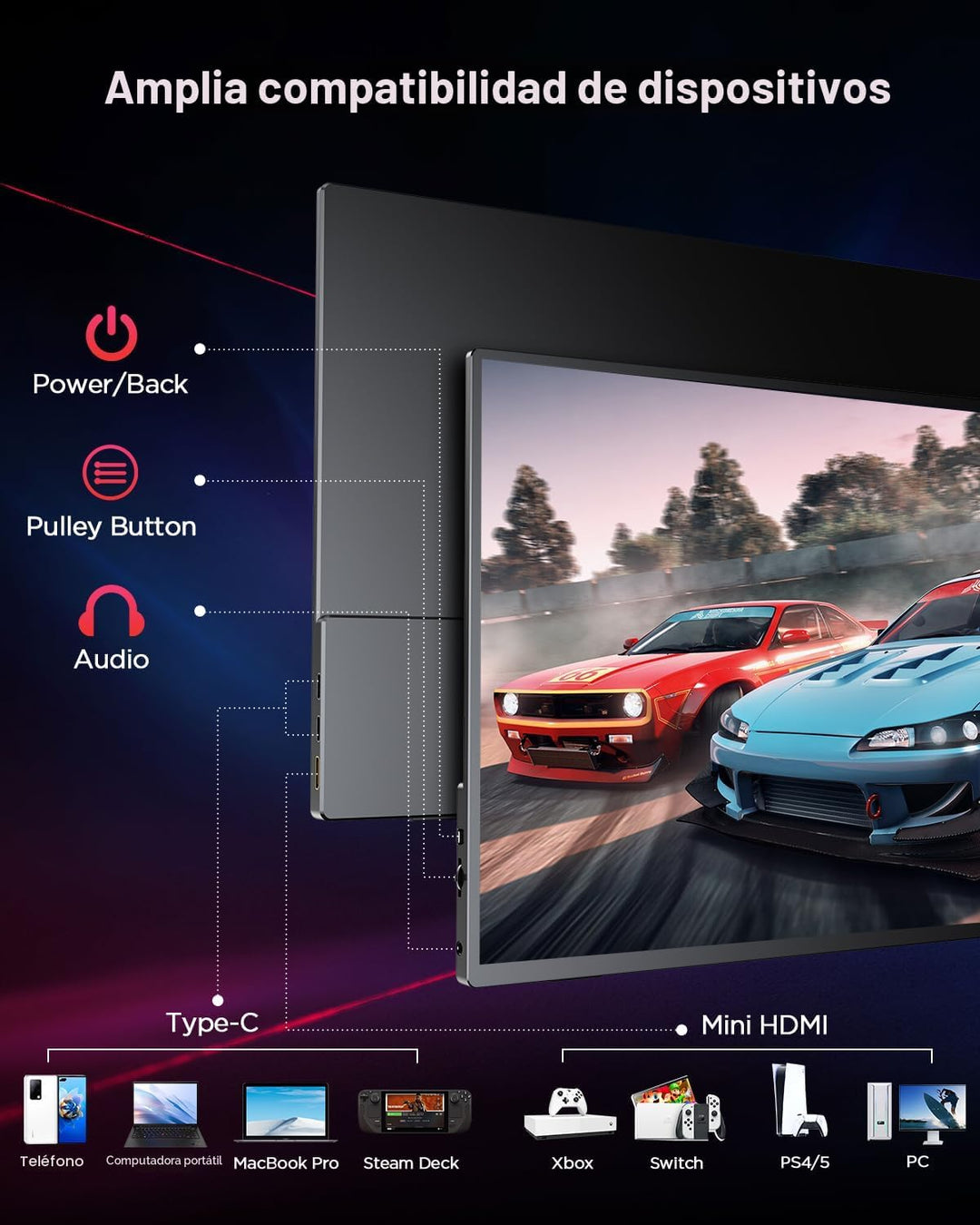 UPERFECT Monitor portátil para juegos 2K 120Hz, 16" 2560x1600 Q...