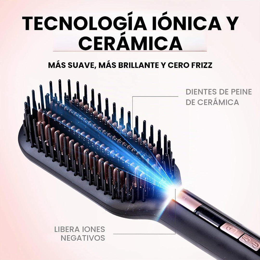 ELLA BELLA® Cepillo alisador de cabello, peine alisador térmico | S...