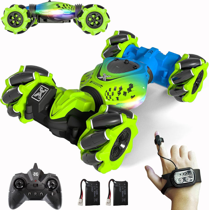 HOSHIPLAY Gesture Coche RC Verde, 1:24 4WD Coche de Acrobacias Todo...