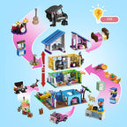 HOGOKIDS Juego de Construcción de Casa para Niñas con Luz LED y Coche para Juego de Rol Infantil