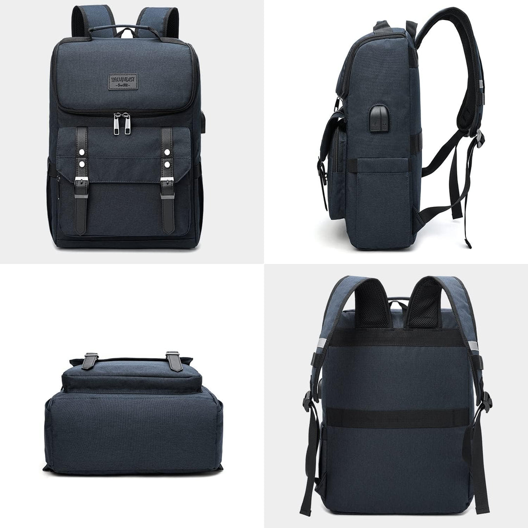 Mochila vintage para laptop con puerto de carga USB para mujeres y...