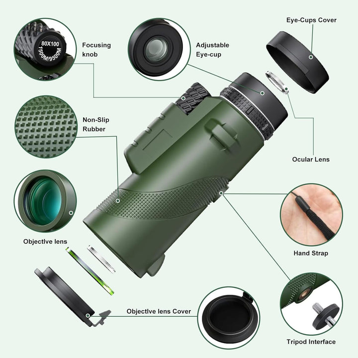 tigeberst Telescopio monocular monoculares para adultos