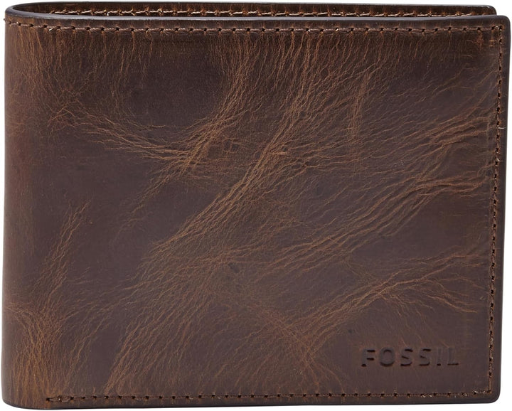Cartera Fossil para hombre, de piel, plegable, con bloqueo RFID y v...