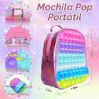Mochila Pop Fidget para niñas, bolsas de reventar y cuaderno pop it y estuche de lápices de unicornio para niños, suministros escolares para aliviar el estrés, gran regalo de cumpleaños para niños