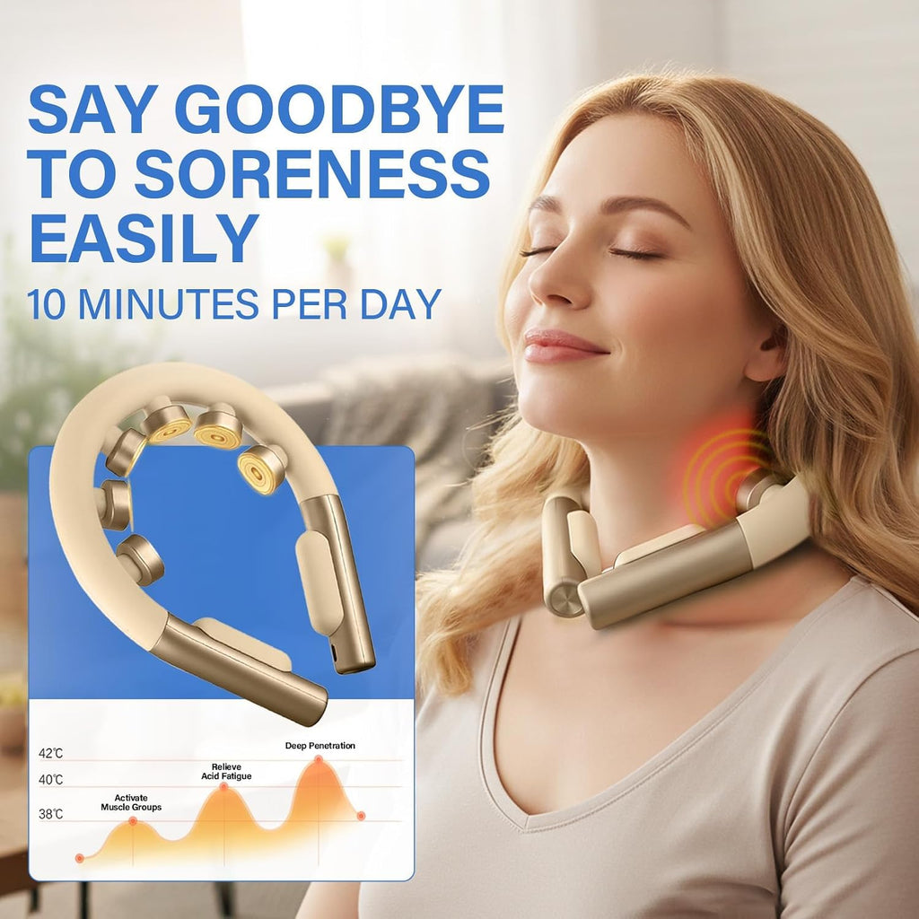 AiRunTech Masajeador de cuello con calor, masajeador Shiatsu eléctrico portátil con calor, ligero y contornos al cuello para todos los grupos, paquete de 4
