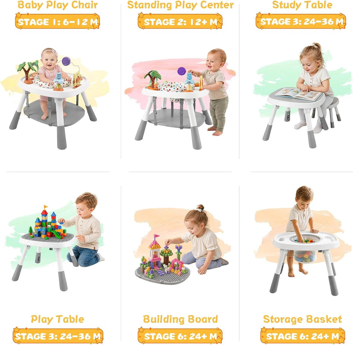 Centro de actividades para bebés 6 en 1, mesa de actividad estacionaria