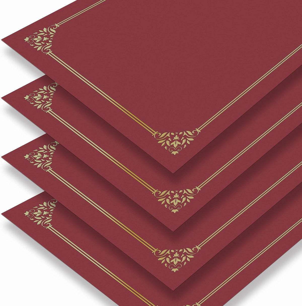 50 soportes rojos para certificados de 8.5 x 11 pulgadas, se utilizan como soportes para certificados de premio con borde de lámina dorada para certificados, premios, documentos y diplomas