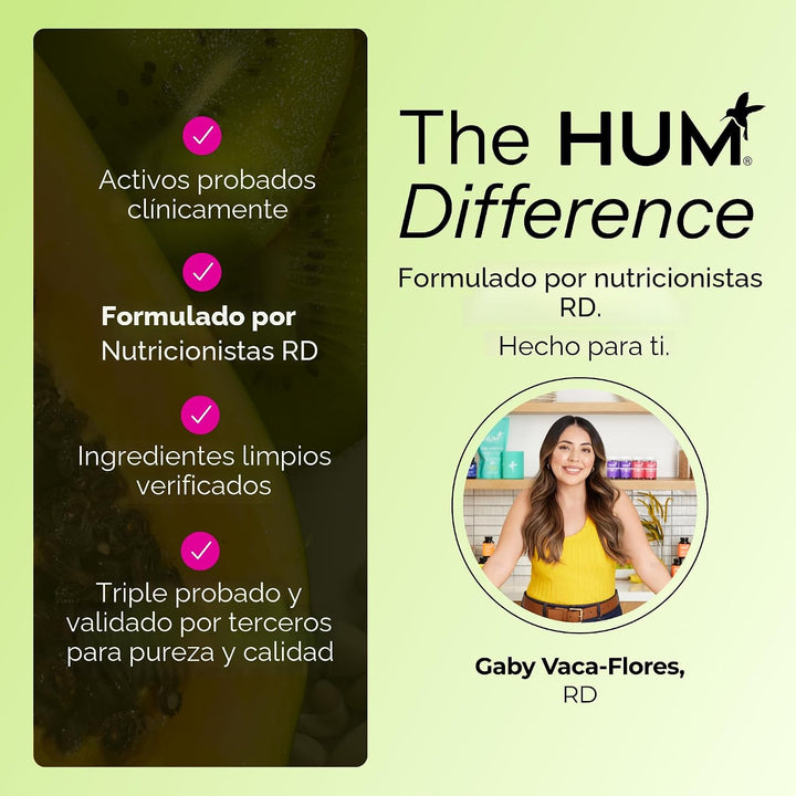HUM Flatter Me Suplemento de fibra para mujeres y hombres, prebióti...