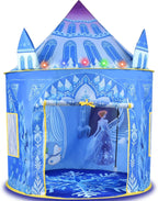 Tienda de campaña desplegable de princesa, juguetes congelados para niñas, grande de 53 x 41 pulgadas, castillo de hielo para interiores y exteriores, con luces LED y bolsa de transporte, regalo ideal para edades de 3 a 6 años