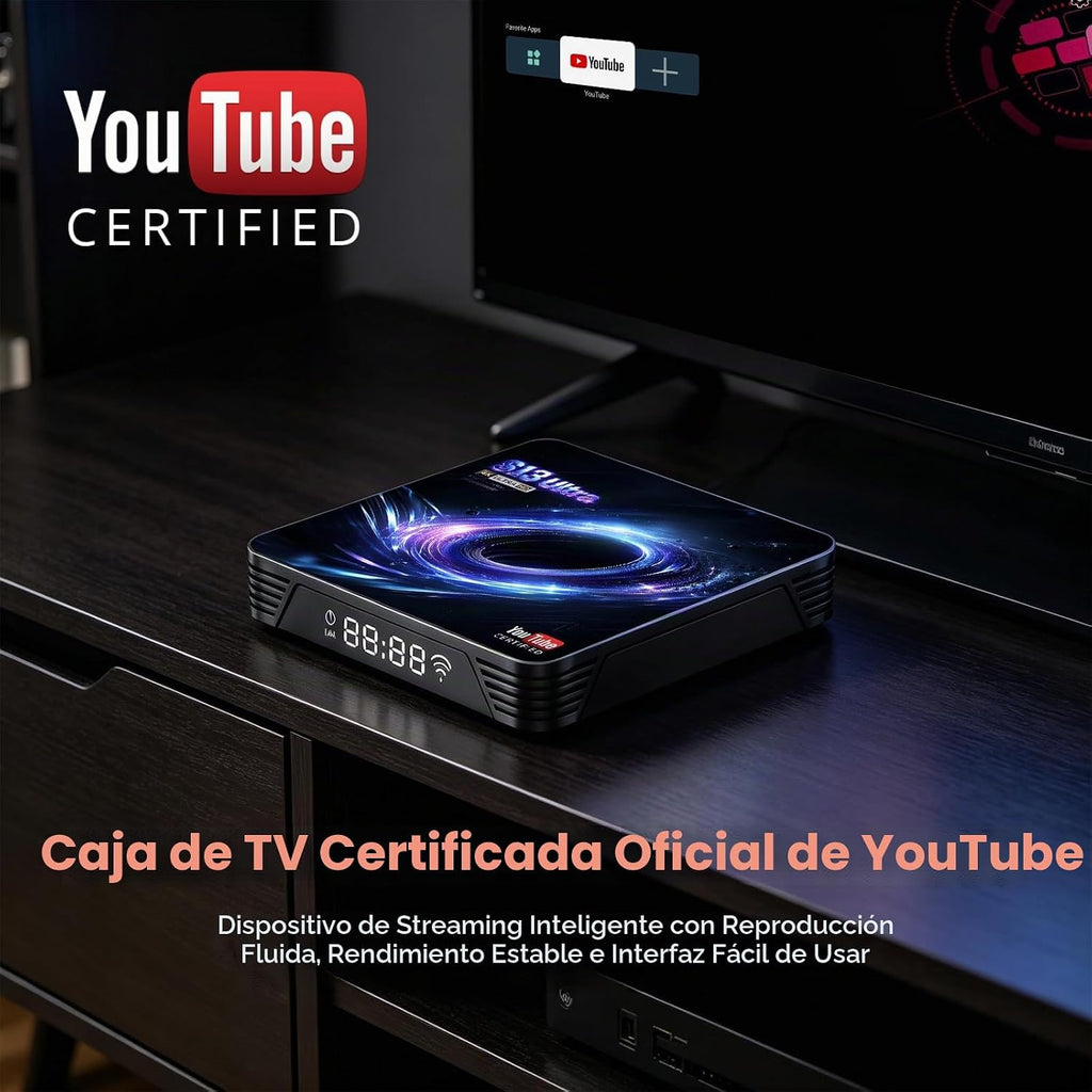 Android TV Box 14.0, YouTube certificado 4K 4GB/32GB RK3539 10/100M Ethernet