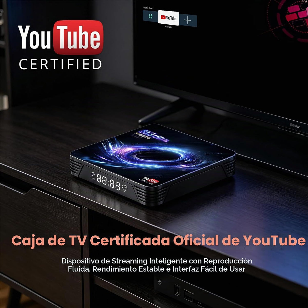 Android TV Box 14.0, YouTube certificado 4K 4GB/32GB RK3539 10/100M Ethernet