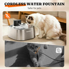 Fuente de agua para gatos sin bombeo de acero inoxidable 108oz