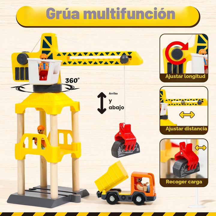 Lehoo Castle Juego de tren de madera, juguetes de construcción para...