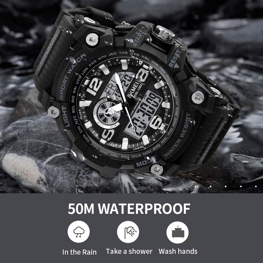 SKMEI Reloj Deportivo Digital para Hombre, Relojes Militares a prueba de agua LED Pantalla grande Reloj con cronómetro, alarma y pulsera