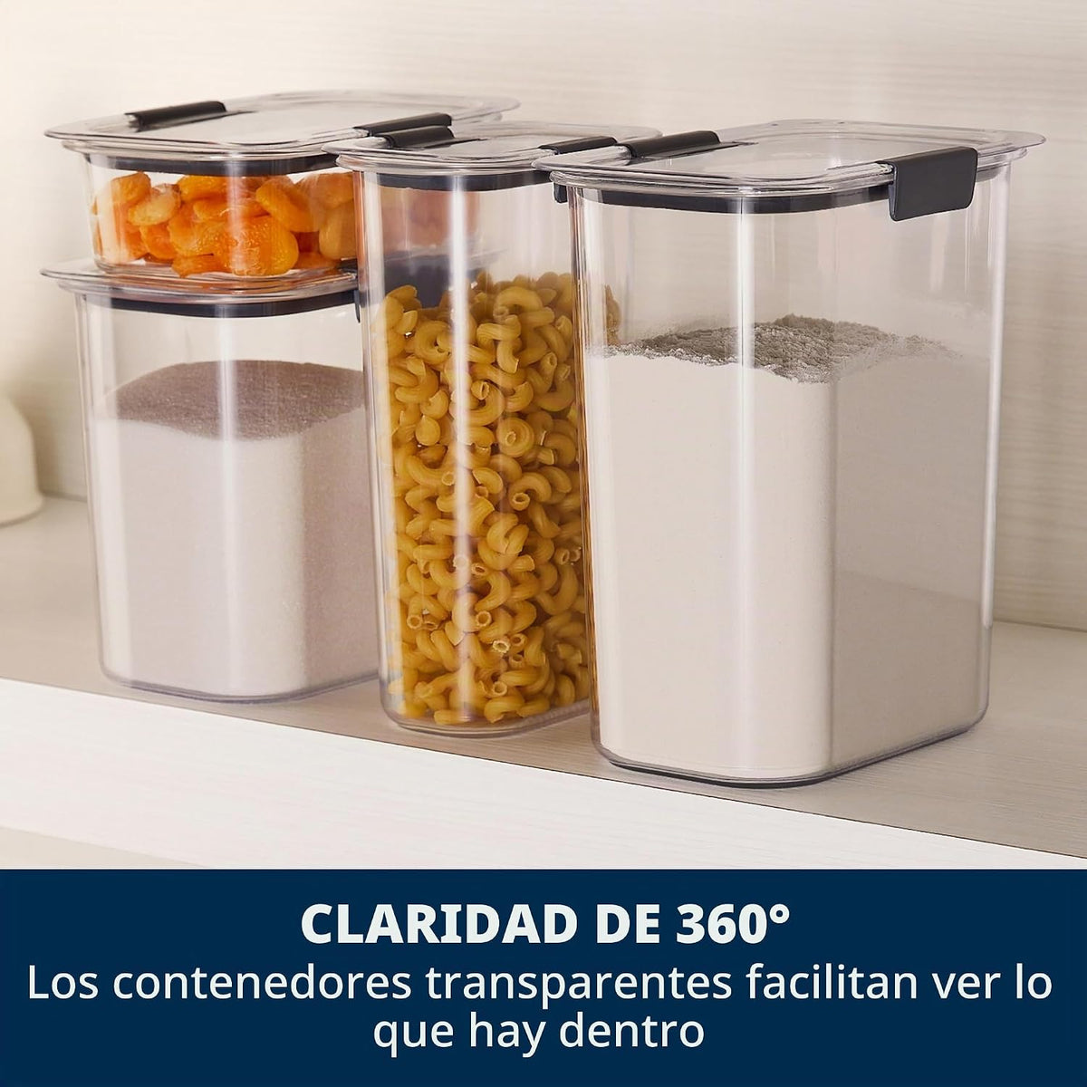 Rubbermaid Brilliance - Juego de recipientes de almacenamiento de alimentos de 14 piezas con cucharas herméticas sin BPA para organización de cocina y despensa