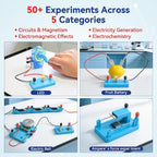 Kit de imanes de ciencia de 79 piezas para niños de 8 a 16 años, laboratorio de electricidad de física STEM definitivo, juego de experimentos de lujo con extensos circuitos de imanes