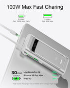 Cargador portátil de 100 W, banco de energía de 10000 mAh con cable