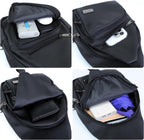 Bolso cruzado para hombres y mujeres, mochila de hombro casual, mochila de pecho para senderismo y viajes (L, negro)
