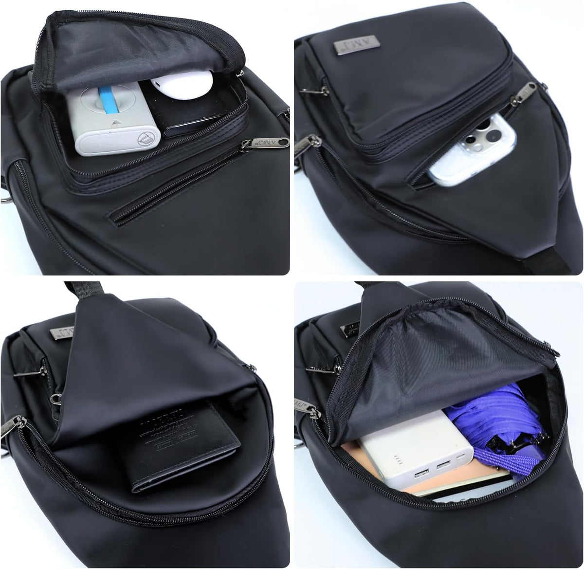 Bolso cruzado para hombres y mujeres, mochila de hombro casual, mochila de pecho para senderismo y viajes (L, negro)