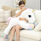Almohada de peluche gigante de unicornio de 44 pulgadas, lindo unicornio grande suave con alas de arcoíris, juguete de peluche grande, regalos para novia, niñas, niños, cumpleaños, San