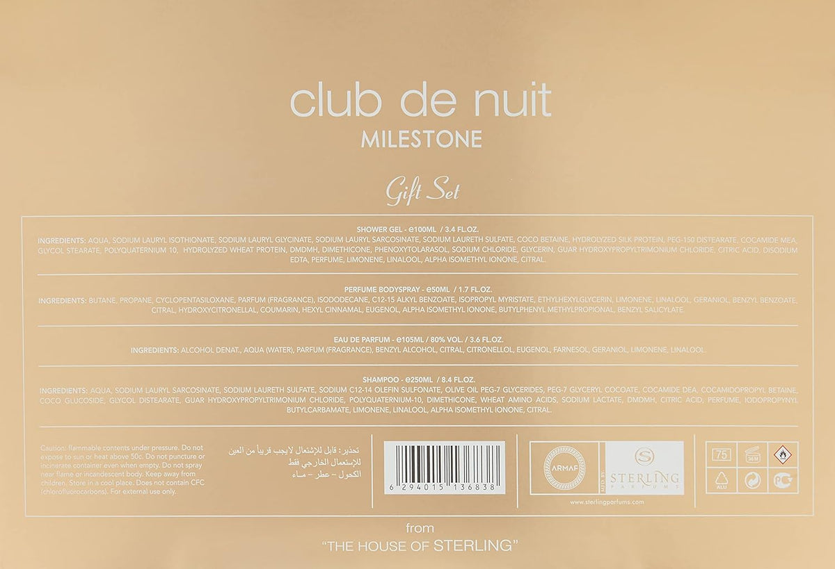 Armaf Club De Nuit Milestone - Juego de 4 piezas para hombre (Eau D...