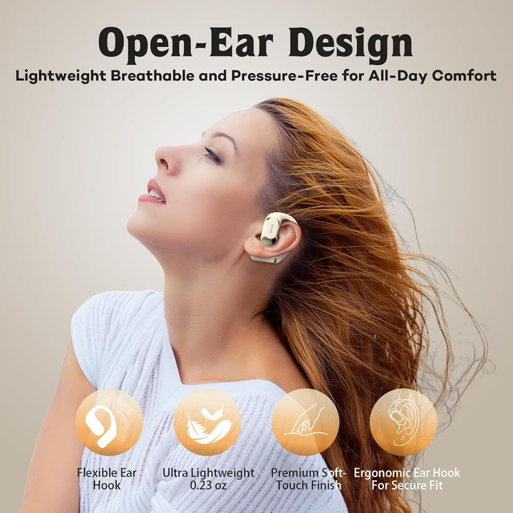 OHAYO Auriculares de oreja abierta, auriculares con gancho ergonómi...