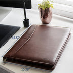 Cossini Portafolio de Negocios Premium con Cremallera – Padfolio - Las Impresiones Comerciales Superiores Comienzan con Cuero PU Vegano, Funda para Tableta de 10.1 Pulgadas, Almacenamiento Inteligente