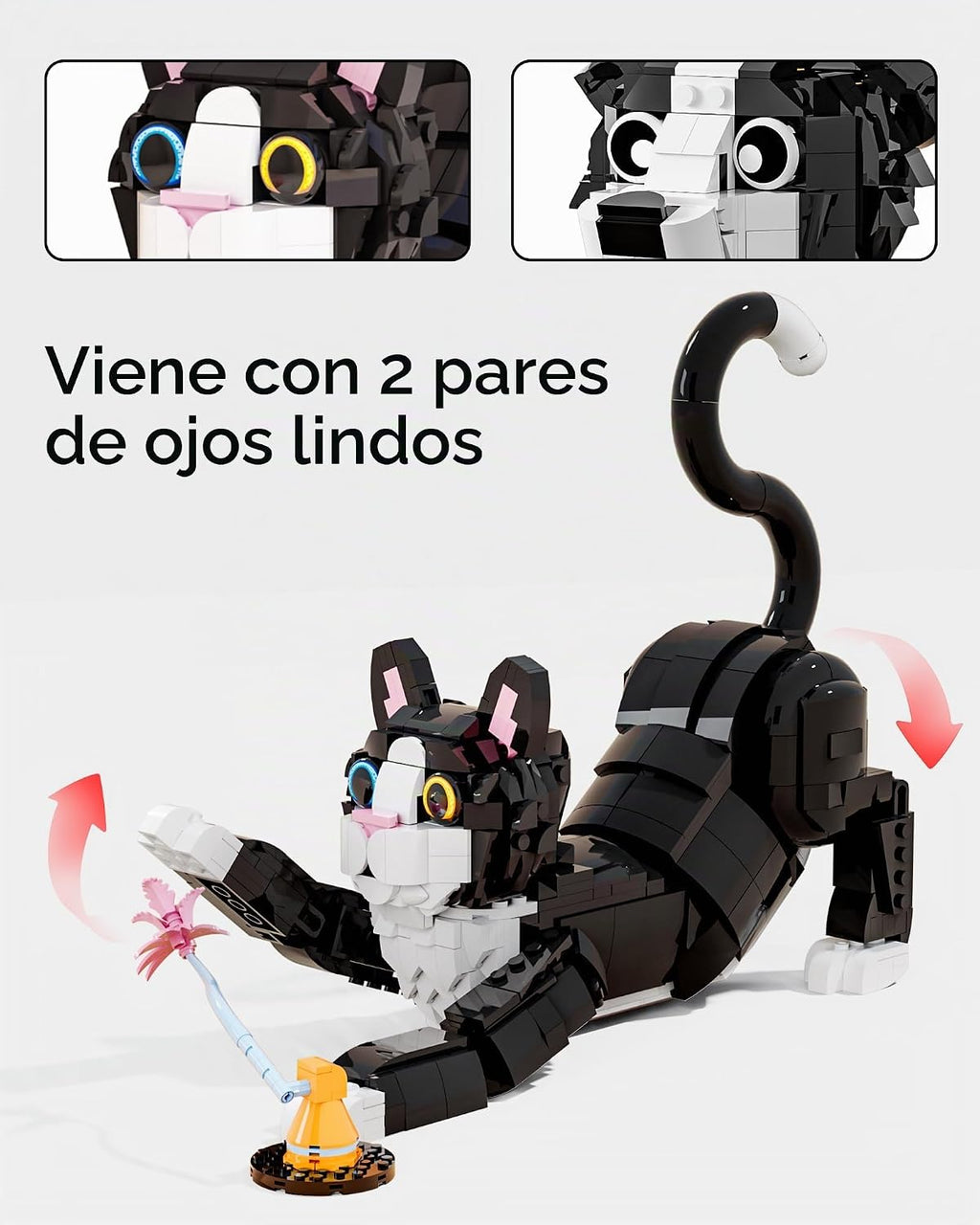 Juego de construcción de gato esmoquin 3 en 1, construye un gato, perro o conejo