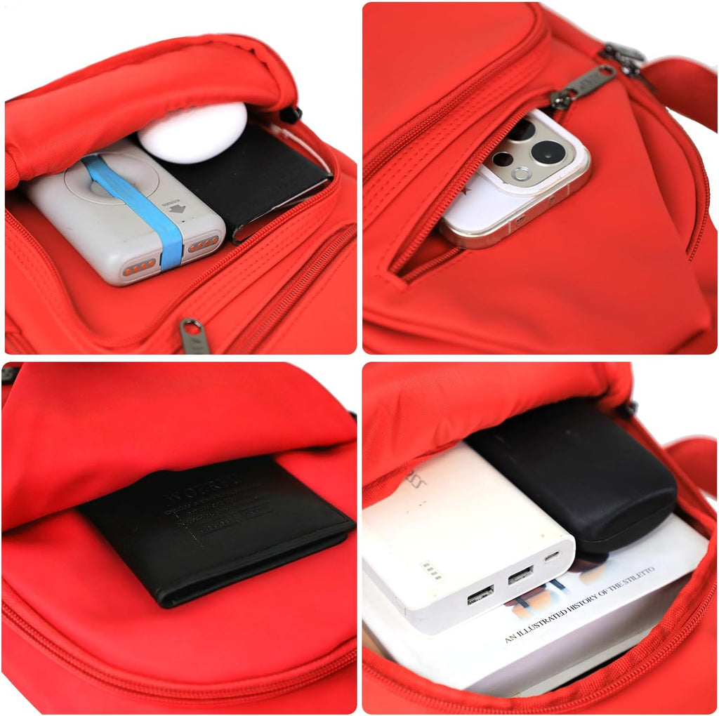 Bandolera cruzada con cable USB para senderismo, acampar y viajes al aire libre, para mujeres y hombres