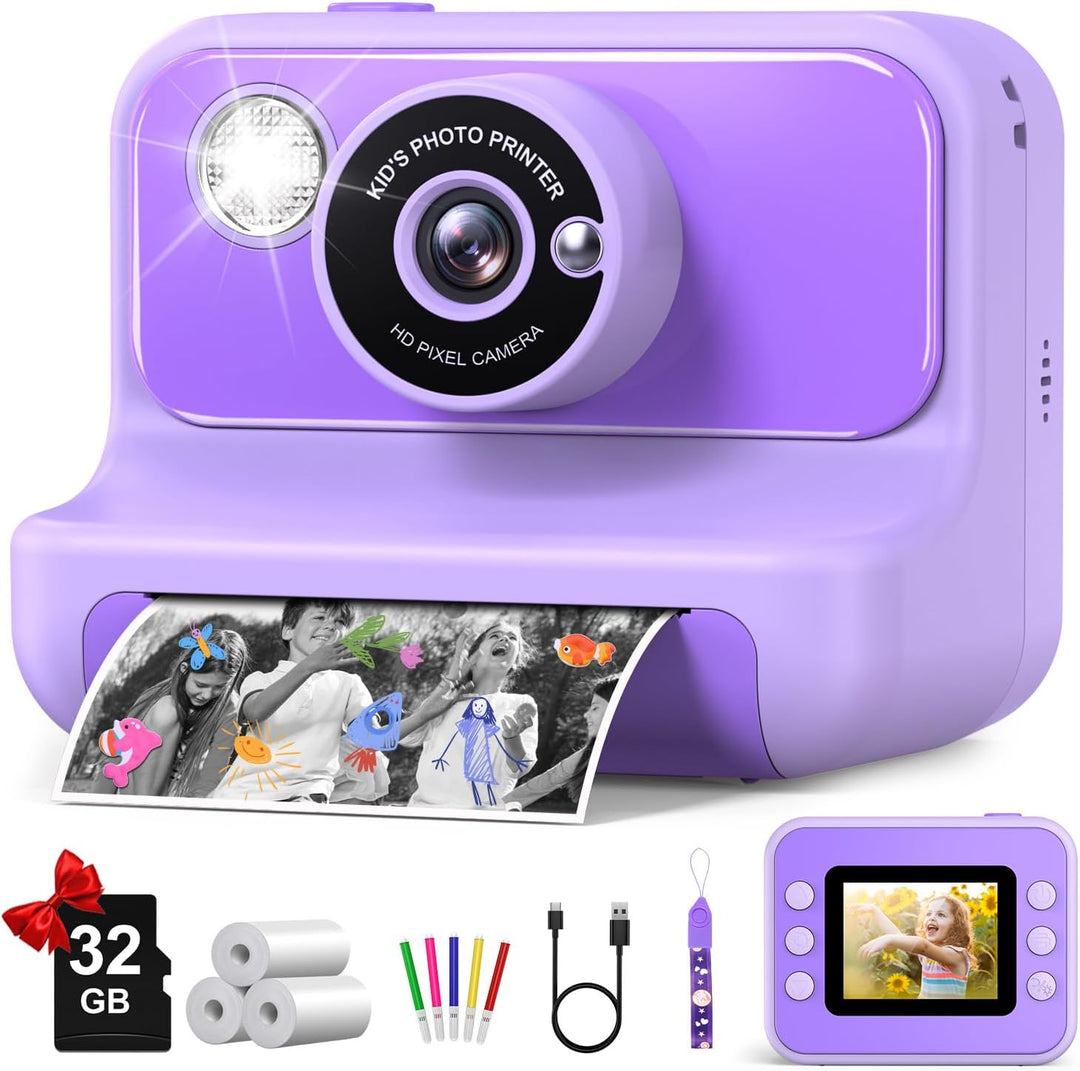 Cámara para Niños con Impresión Instantánea, Regalos de Navidad y C...