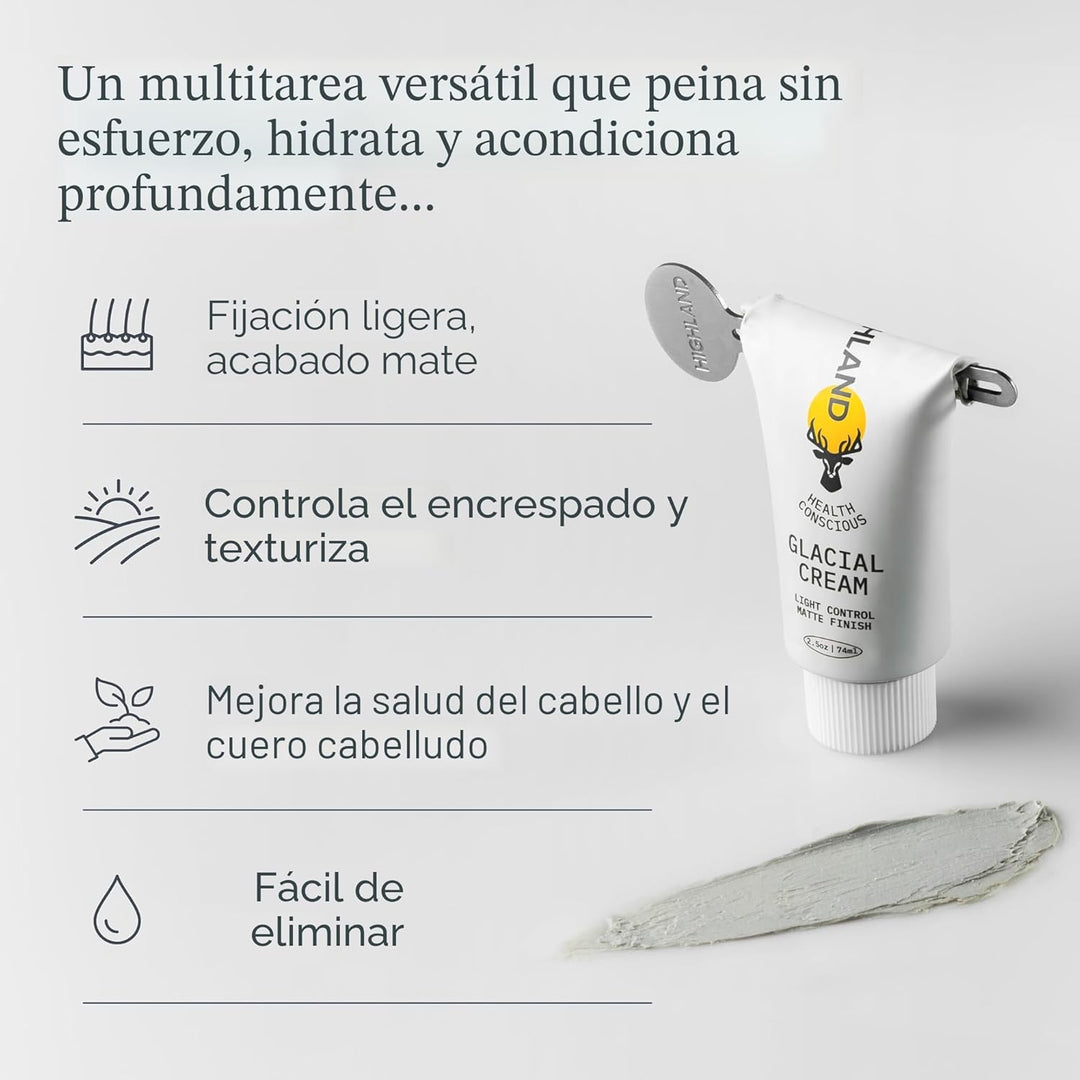 Highland Glacial Cream - Crema para peinar el cabello, suaviza, hid...