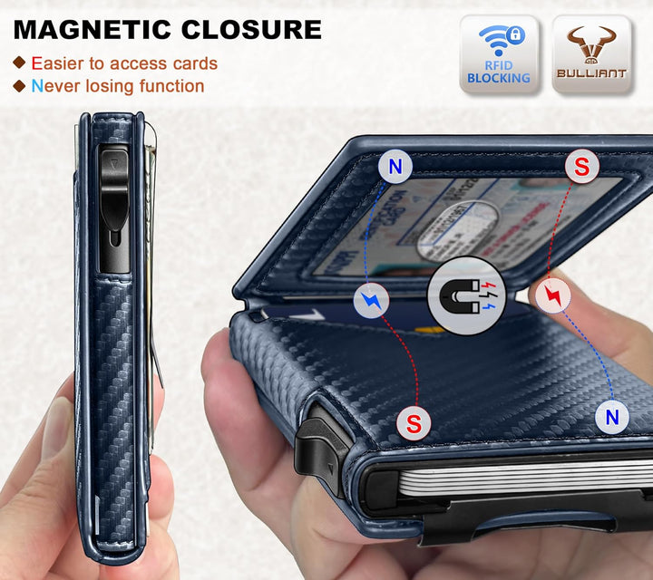Cartera Bulliant para hombre, cartera con clip de dinero delgada pa...