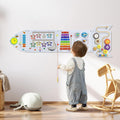 Paneles de pared con actividades de cohete, panel de pared sensorial para niños, tablero de actividades de pared Montessori para niños pequeños, juguetes de pared para niños pequeños de 3 años, cubo de actividades, tablas de madera, blanco y gris (4