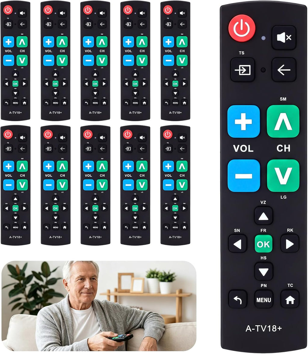 Tellegloww Paquete de 10 controles remotos universales de TV con botón