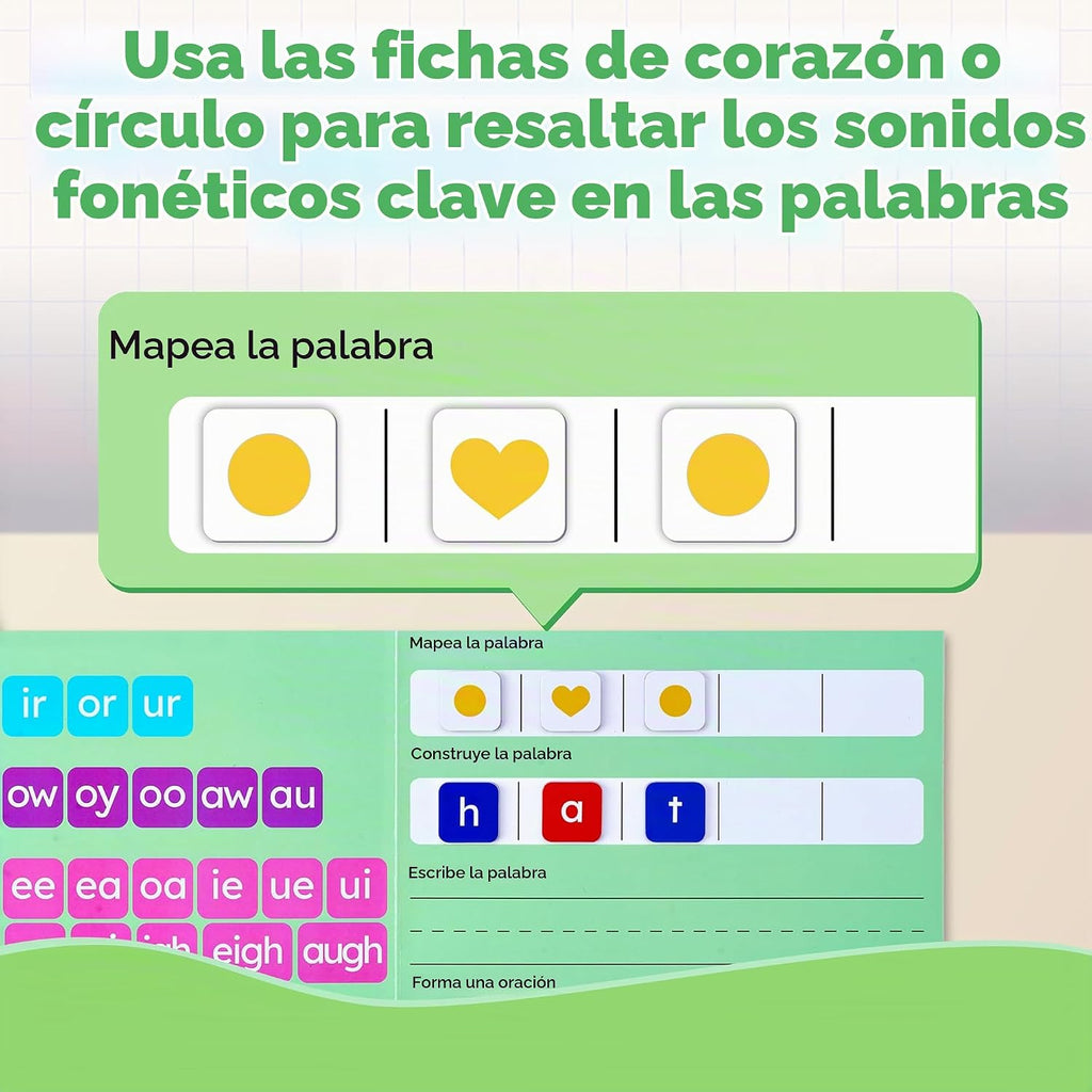 JoyCat 3 juegos de azulejos magnéticos de letras, carpeta de construcción