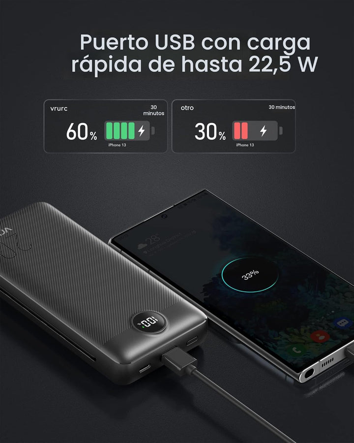 VRURC Cargador portátil de 20000mAh, banco de energía de carga rápi...
