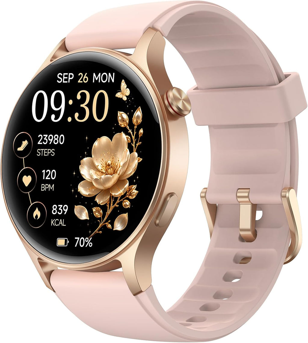 Fitpolo - Reloj inteligente para mujer, rastreador de fitness AMOLED de