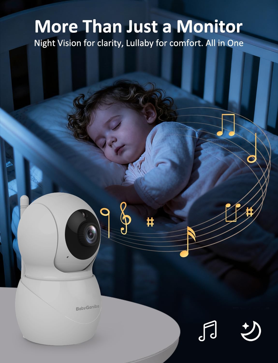 Baby Ganibs Monitor de bebé con cámara y audio: pantalla táctil IPS...