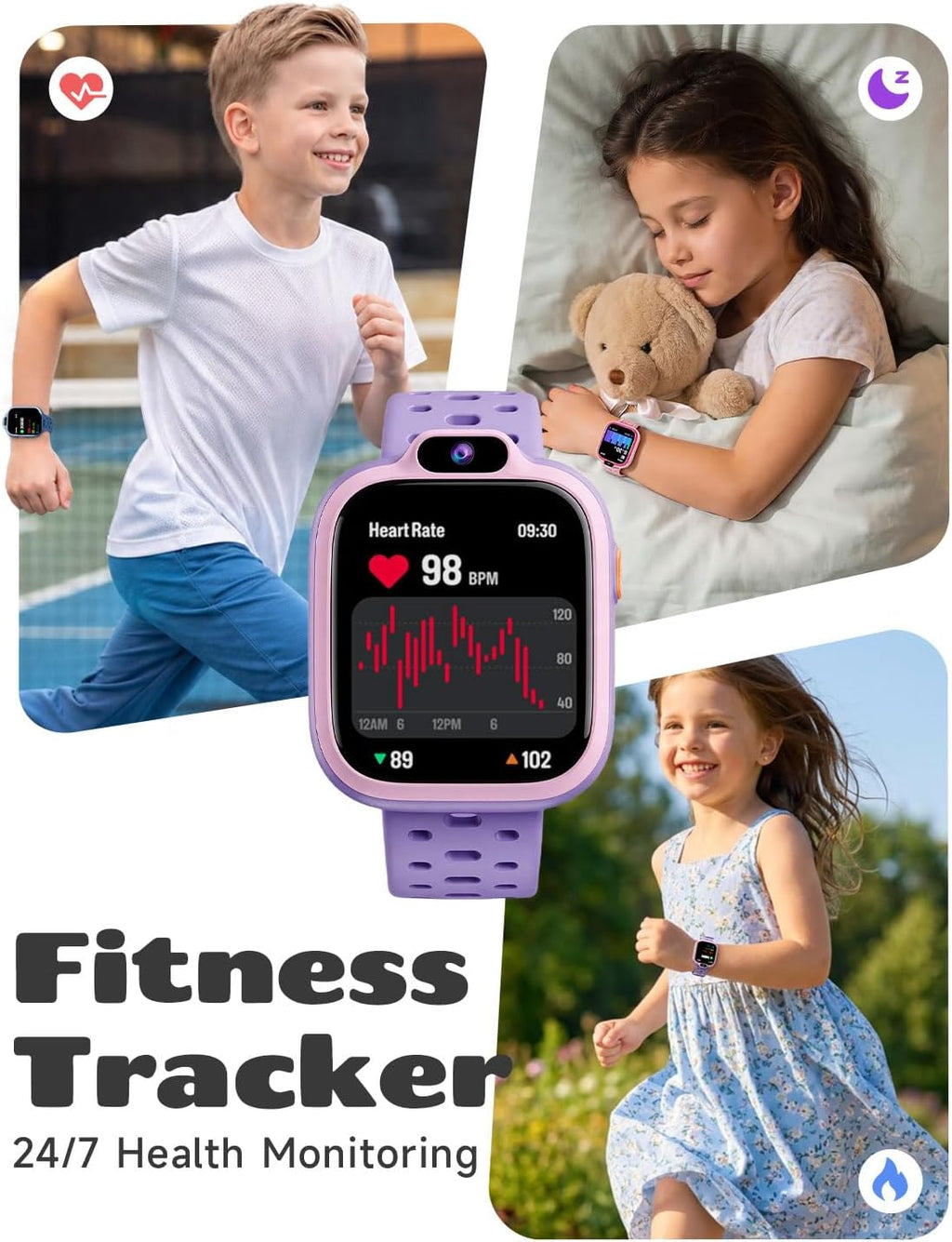 BIGGERFIVE Reloj inteligente para niños, reloj de fitness de 1.8 pies