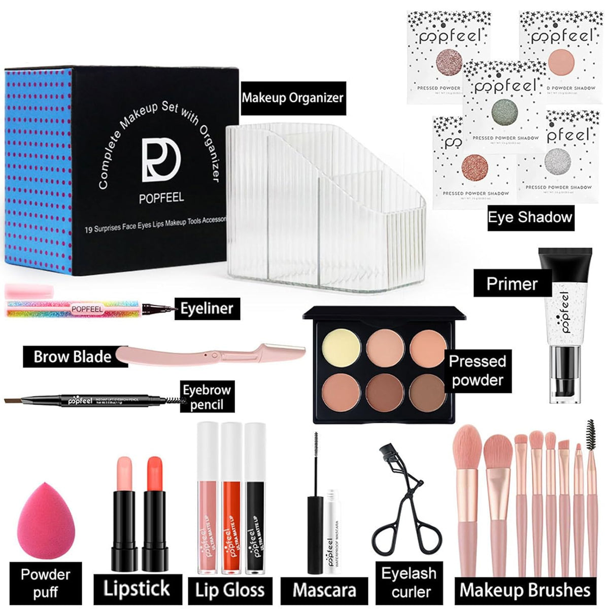 JasCherry Juego de maquillaje, kit de inicio de maquillaje cosmétic...
