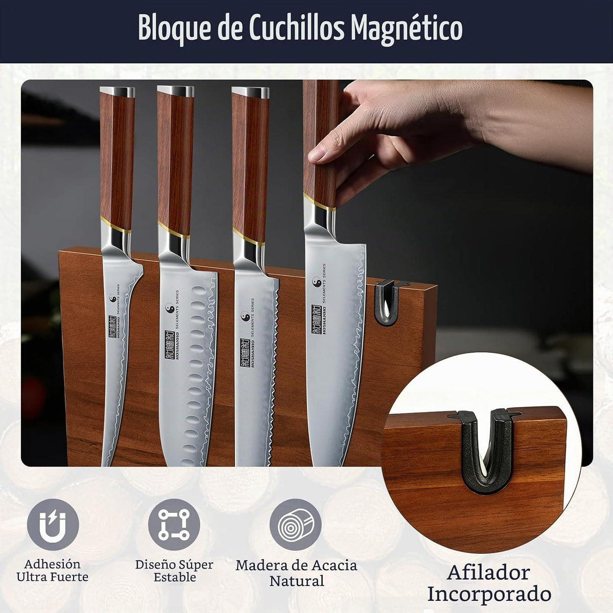 HOSHANHO Juego de cuchillos de cocina de 7 piezas, juego de bloques