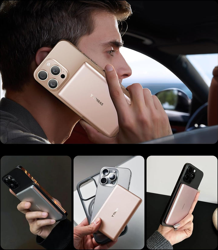 TORRAS MiniMag Power Bank, cargador portátil inalámbrico ultra delg...