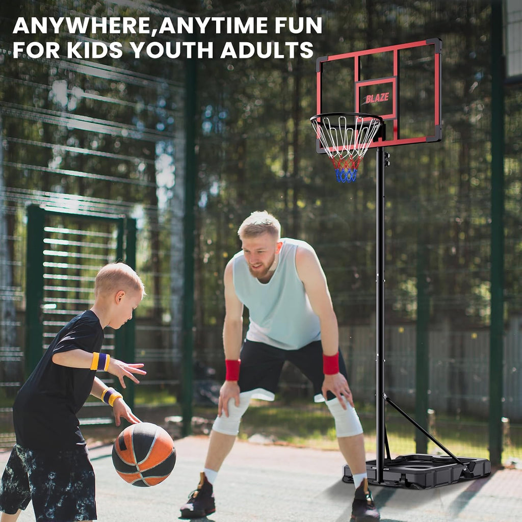 Anillo/Canasta Portátil de 32" para Baloncesto al Aire Libre, Altura Ajustable de 4.1–8.5 pies