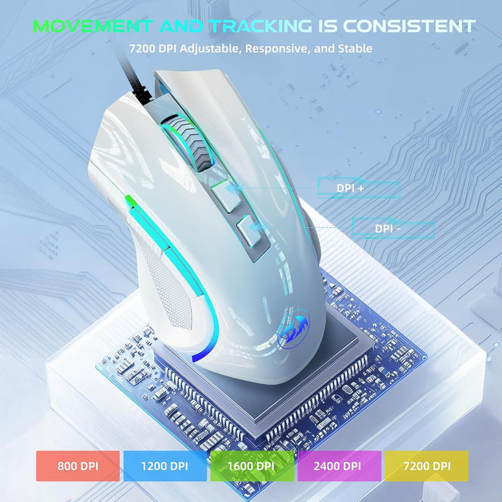 Redragon M602 Mouse para juegos, mouse ergonómico RGB para juegos c...