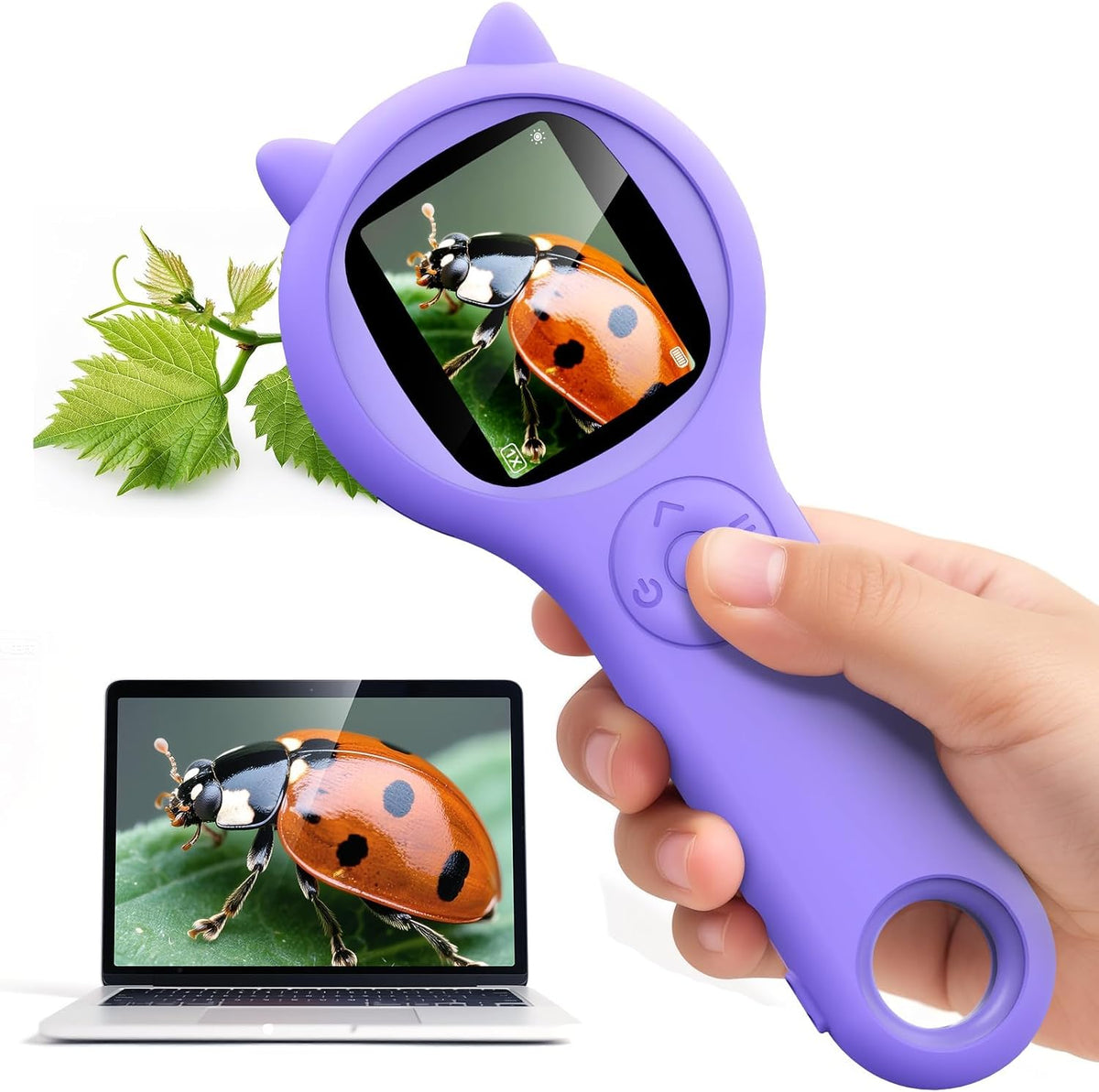 Microscopio para niños, lupa digital 500X, juguete para explorar STEM, color morado