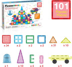 PicassoTiles 101 Piece Magnetic Tiles Building Set con Car & Bag Ages 3+
